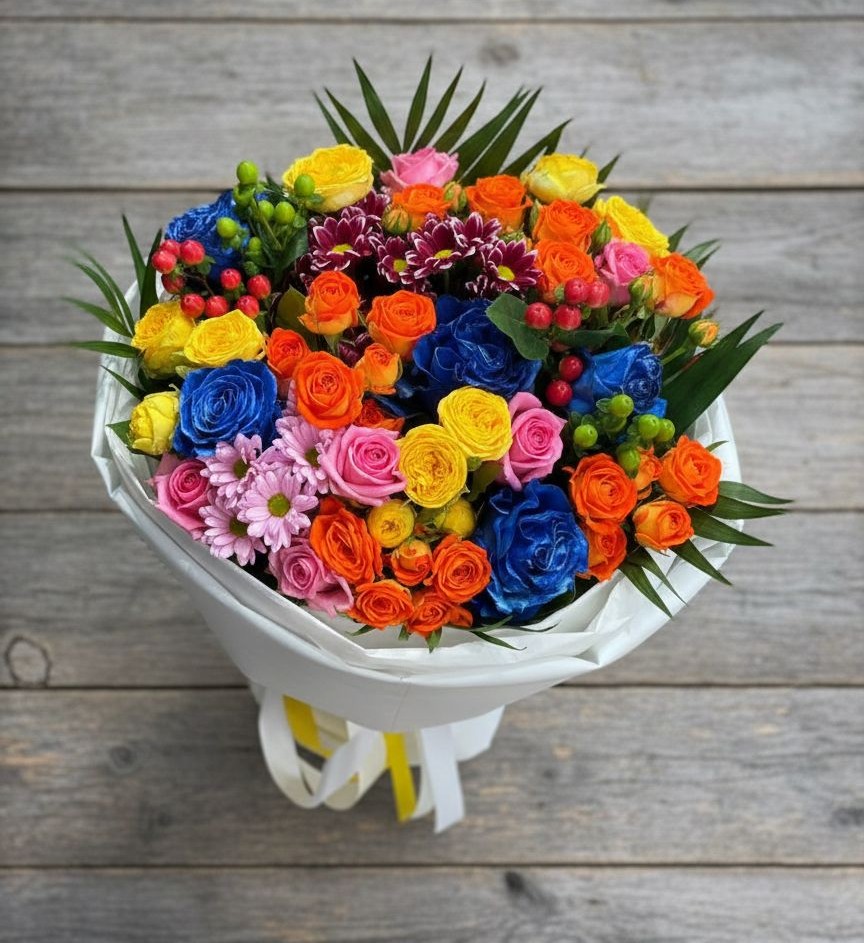 Букет цветов из: Розы и Хризантемы в Новоникольское