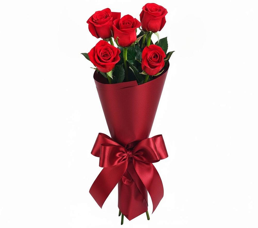Букет 5 Красных роз Эдлесс Лав в Новоникольское