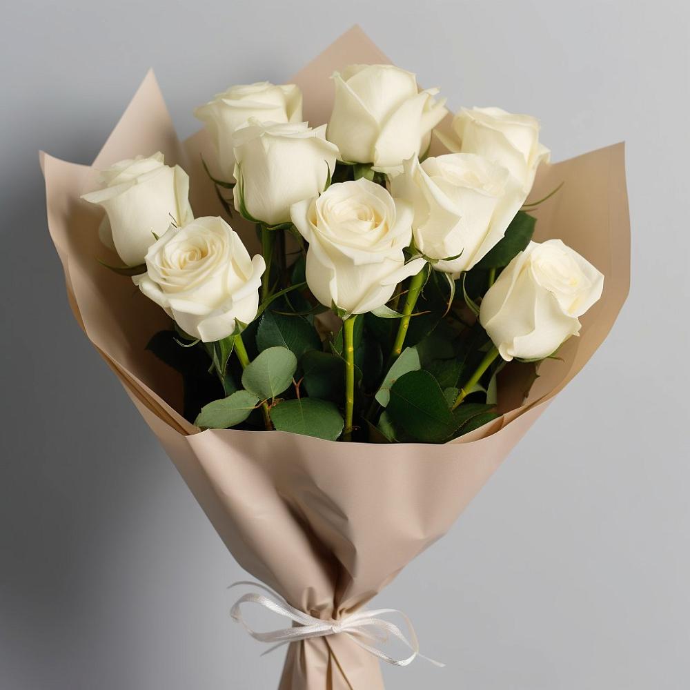 Букет 9 Белых роз Эдлесс Лав в Новоникольское