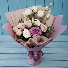 Букет цветов из:  Розы и Лизиантусы в Новоникольское
