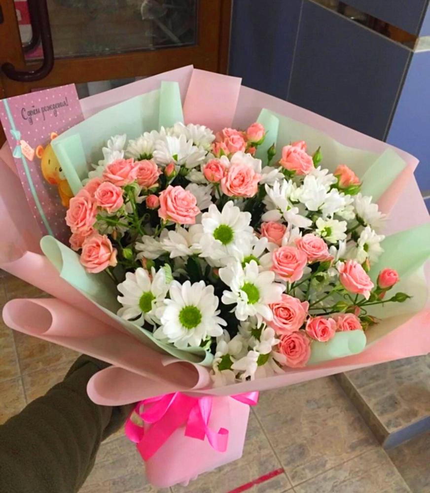 Букет цветов из: Розы и Хризантемы в Новоникольское