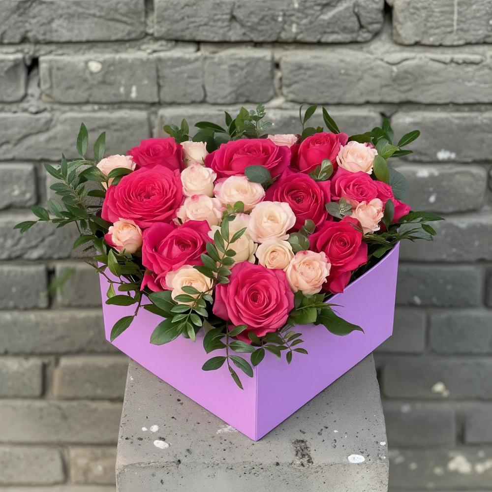 Цветочная композиция из Розы в коробке в Новоникольское