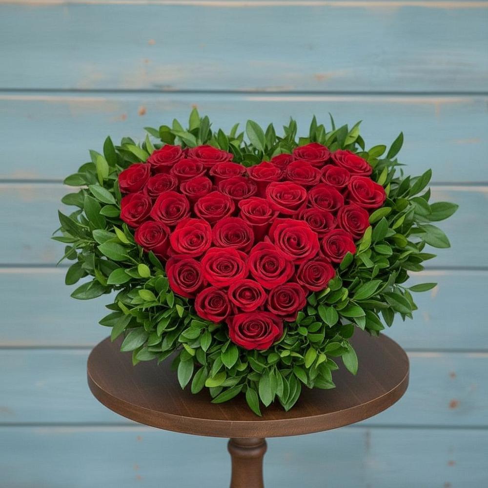 Цветочная композиция из Розы в виде сердца в Новоникольское