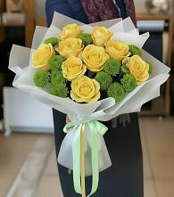 Букет цветов из:  Хризантемы и Розы в Новоникольское