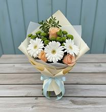 Букет цветов из:  Герберы, Розы и Хризантемы в Новоникольское